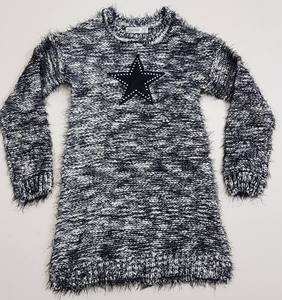 เสื้อสเวตเตอร์ถักของเด็กผู้หญิง,จัมเปอร์สวมหัวแขนยาวคอลูกเรือป้ายยี่ห้อดัง - Product Image 1