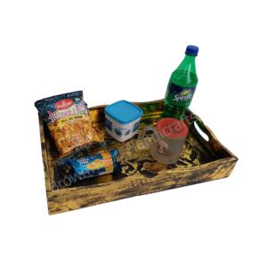 Artesanías de madera marrón hechas a mano modernas personalizadas Rectangular juego de bandejas de madera 2 asas uso doméstico café té aperitivos - Product Image 5