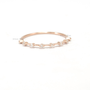 Sólido 14K amarillo oro Natural SI claridad G-H Color diamante eternidad banda anillo minimalista hecha a mano de joyería al por mayor - Product Image 5