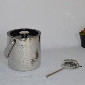 Stainless Steel Hammered <b>Ice</b> <b>Bucket</b> with Lid for Bar Usage Luxury Modern <b>Ice</b> <b>Bucket</b> with Shiny Polish Indian Handmade <b>Ice</b> <b>Bucket</b> - Product Image 1