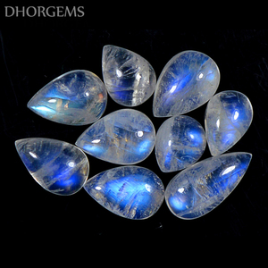Pierre de lune arc-en-ciel bleue naturelle de qualité supérieure, pierre précieuse en vrac, cristal de pierre de lune bleue, cabochon en forme de poire, pierre de lune - Product Image 1