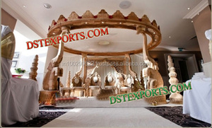 Mandap de Madera con Forma de Trompa de Elefante para Bodas Indias, con Pilares de Colmillo, Hecho a Mano, Tamaño y Color Personalizables, Fácil de Montar, para Eventos en Canadá - Product Image 2