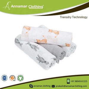 Couverture d'emmaillotage en mousseline de marque privée 100% coton mousseline biologique 2 couches lange en mousseline de bambou avec impressions personnalisées - Product Image 3