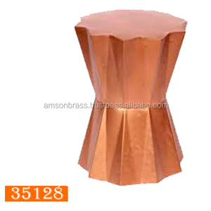 Mesa de centro de forma redonda niquelada de aluminio y metal, mesa de tambor de aluminio, mesa auxiliar martillada resistente - Product Image 4