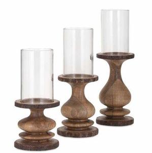 Juego de 3 portavelas de madera para el hogar y el balcón, soporte de vela rústico decorativo, Económico - Product Image 3