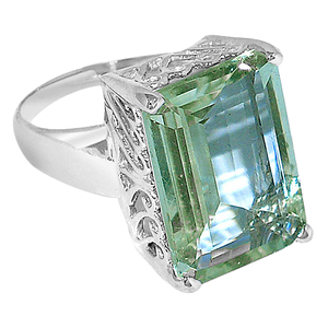 Asscher Bague en argent avec pierre précieuse améthyste verte taillée Bague en argent sterling 925 tendance Bague en argent plaqué argent à la mode pour cadeau de mariage. - Product Image 3
