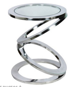 TABLE basse ronde en verre, ensemble de TABLE à manger, en métal, - Product Image 6