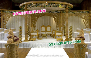 Mandap de boda de tres postes con temática india, mandap de madera para bodas, último diseño de mandap de boda gujarati, Suiza. - Product Image 5