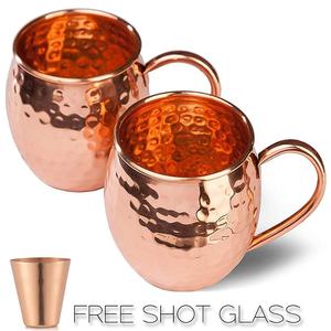 Set of 4 Pcs <b>Copper</b> Hammered Moscow Mule Mug <b>Cup</b> With Straws for Home Hotel Bar Restaurant Drinking Use - Product Image 4