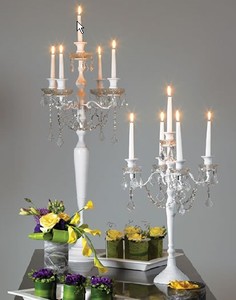 Candlabra en métal sur pied pour décoration de mariage Canadecabra argenté à 9 lumières - Product Image 5