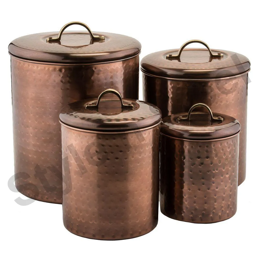 Vintage Canister Unique Color Stainless Steel Decorative Kitchen Canister Jars with Lids food containers