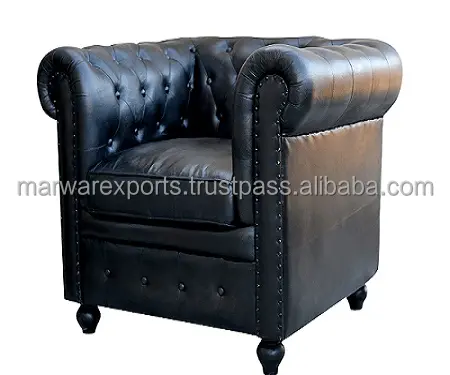 Leather Sofa Club Chair Black