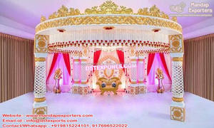 Mandap de Fibra Rajwada para Bodas Indias, Mandap Tallado en Fibra para Matrimonios Hindúes, Mandap de Diseño con Cuatro Pilares para Bodas, Venta en Australia - Product Image 5
