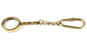 Antique Vintage Nautical Brass Magnifying Glass Keychain Metal Keyholder with Brass Loop for Promotions & <b>Carabiners</b> - Product Image 2