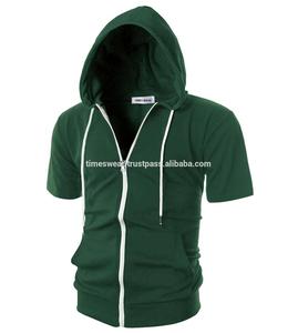 Sudadera con capucha de manga corta para hombre, prenda deportiva ajustada y ligera con cremallera - Product Image 1