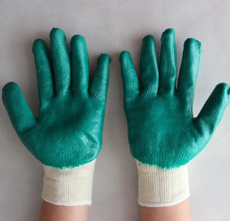 Cheap polycotton liner flat smooth rubber latex coated gloves