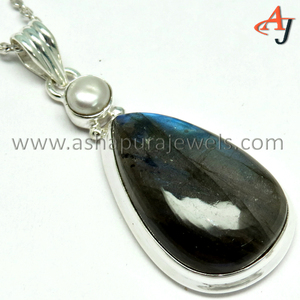 Perle de Labradorite en forme de poire moderne, pendentif en argent Sterling 925, bijoux en argent 925, bijoux en ligne - Product Image 5