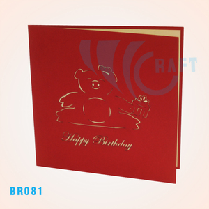 Tarjeta emergente de felicitación de oso B'Day 3D hecha a mano, recuerdo de Vietnam de tendencia superior personalizado hecho de papel por Viet-craft - Product Image 3