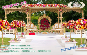 Ensemble de mandap en bois élégant en forme de paon, dernier design de mandap pour mariage en plein air, élégant décor de mariage à destination, décoration d'événement aux États-Unis - Product Image 3