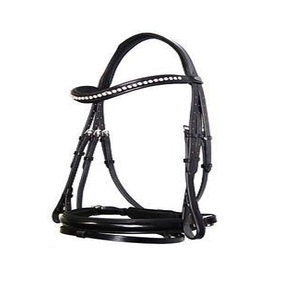 Vente en gros de bride de cheval de luxe cuir teint à la batterie de qualité supérieure accents de cristal noir logo personnalisé bandeau frontal de selle occidentale - Product Image 2