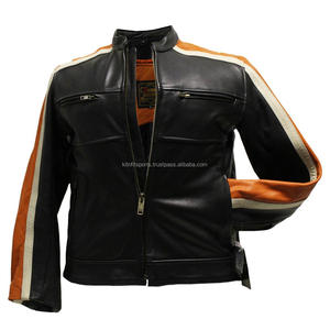 Chaqueta de Motociclista de Cuero Sintético con Rayas Rojas y Blancas Estilo Brad Pitt de Fight Club - Product Image 3