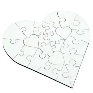 De gros de coupe mdf avec jigsaw-Puzzle éducatif de pièces en forme de cœur, Puzzle blanc pour Sublimation, MDF