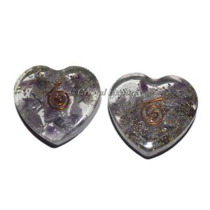 Tallas de corazón de orgonita amatista, piedra semipreciosa, ágata de mejora espiritual en taxis de estilo amor para el desarrollo psíquico - Product Image 1