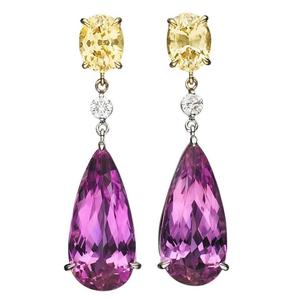 Boucles d'oreilles en argent sterling 925 avec topaze citron et améthyste, bijoux de créateur, fabricant de bijoux - Product Image 1