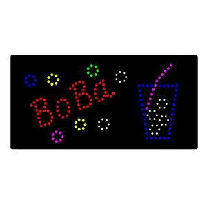 도매 사용자 정의 LED Boba 거품 차 오픈 광고 빛 기호 디스플레이 보드 상점 사무실
