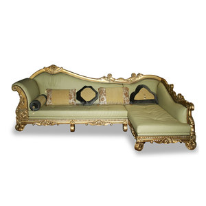 Sofá en Forma de L, Muebles de Madera de Caoba Pintados en Oro de Lujo de Egipto - Product Image 1