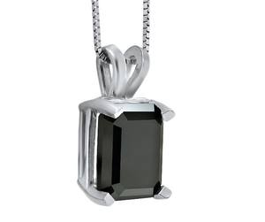 1.00 Carat Natural <b>Emerald</b> Cut Black Diamond Solitaire Pendant 14k White Gold,diamond Pendant Custom,custom Hip Hop Jewelry - Product Image 2