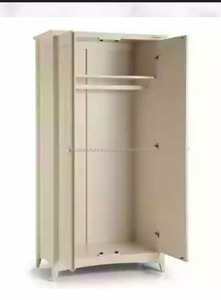 Modern Two-Door <b>Antique</b> Design Solid MDF Wood Armoire White Wooden <b>Wardrobe</b> with Folding Door for Bedroom Gym Home Furniture - Product Image 2