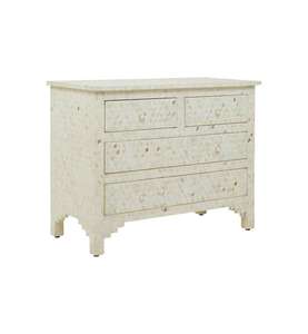 Nacre naturelle de perle, incrustation en os, style cubain, 4 tiroirs - Product Image 2