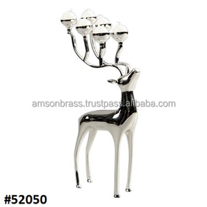 Bougeoir de pilier de renne fini argenté pour la décoration de Noël Bougeoir fait main - Product Image 2