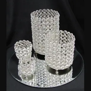 Portavelas Votivo de Metal y Cristal, Color Plata y Oro, Centro de Mesa Navideño para Hogar, Hotel, Bodas y Fiestas - Product Image 1