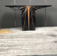 Table console de couloir en or, style luxueux, en marbre naturel noir royal