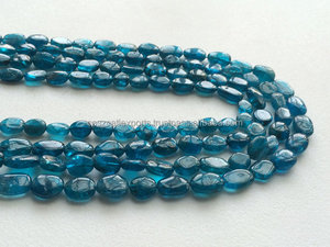 Cuentas Sueltas de Apatita Azul, Forma Ovalada, Diseño Liso, Coszcalt Exports, Hecho en India - Product Image 3