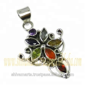 Beautiful Genuine Carnelian <b>Garnet</b> Multi Gemstone Chakra <b>Pendant</b> 925 Silver Fine Jewelry <b>Pendants</b> & Charms Supplier - Product Image 2