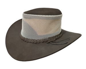 Verano Vintage moda occidental genuino sombrero de vaquero australiano cuero de gamuza y malla mexicana patrón liso para pesca - Product Image 1