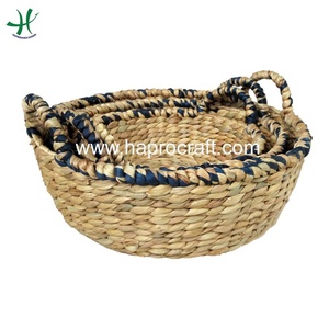 Cesta de almacenamiento de jacinto de agua redonda Haprosimex Saigon con asas Cestas de almacenamiento decorativas - Product Image 2