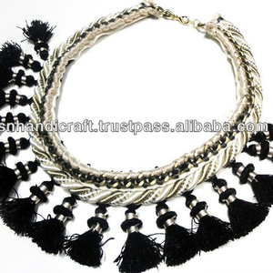 Collar de cuerda con borlas para niñas, collar de moda hecho a mano, Felicidad - Product Image 1