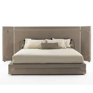 床房家具折叠床头板灰色天鹅绒大号床