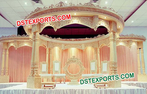 Último Modelo de Mandap de Boda con Fibra Dorada, Elegante Aspecto de Madera, Mandap de Matrimonio con Temática Bollywood, Decoración de Mandap para Bodas en Dinamarca - Product Image 3