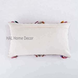 Indian Hand Embroidered Hippie Cushion Cover, Handmade 14"X24" Lumbar <b>Throw</b> <b>Pillow</b> Cover - Product Image 2
