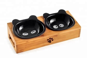 Petit bol écologique en bambou et en bois pour animaux de compagnie pour chiens et chats Application de style mignon pour petits animaux - Product Image 5