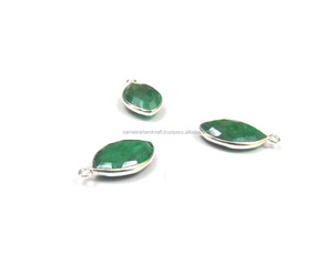 เครื่องประดับทองเหลืองชุบเงินรูปมาร์คีชทำด้วยมือทันสมัยขอบพลอยสีมรกตย้อม9X15mm ประกันตัวเดียว - Product Image 3