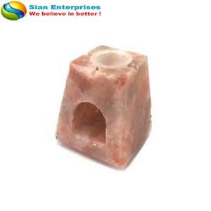 Quemador de aceite esculpido Serenity Top en sal de roca del Himalaya de cristal natural en forma de mano de Sian Enterprises - Product Image 3