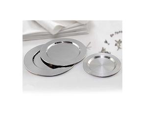 Assiettes de présentation contemporaines en acier inoxydable argenté métallisé, bordure perlée, pour la maison, l'hôtel, les mariages et les fêtes - Product Image 2