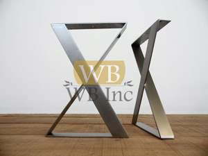 Pieds de table pliants modernes en acier inoxydable à cadre large et plat pour salle à manger - Product Image 6