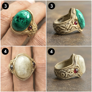 Polymer Clay <b>Ring</b> Natural Gemstone GIA Classic Antique Copper Plated Wholesale Price - Product Image 5